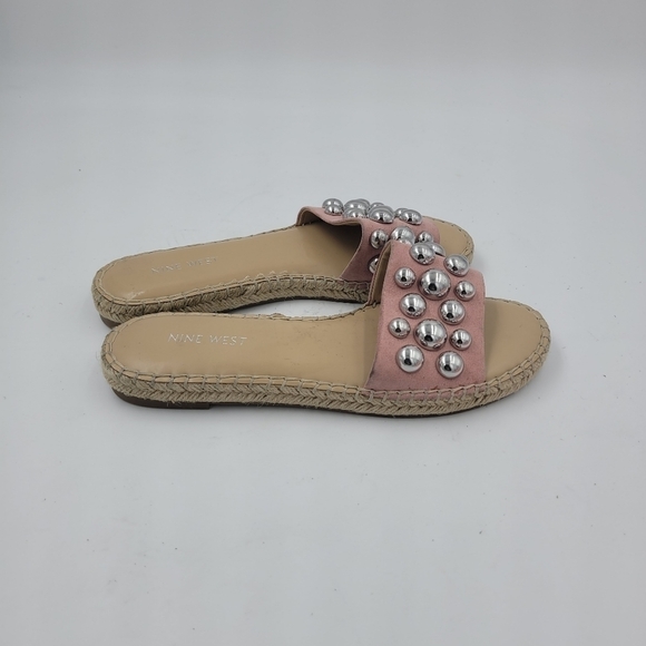 Nine West Pink Even Studded Espadrille Slide Sandals Size 7.5 - Picture 4 of 11